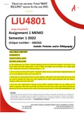 LJU4801 ASSIGNMENT 1 MEMO - SEMESTER 1 2022 - UNISA