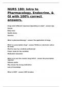 NURS 180 Intro to Pharmacology&comma; Endocrine&comma; & GI with 100- correct answers
