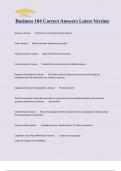 Business 104 Correct Answers Latest Version