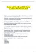Clinical Lab Final Exam With Correct Questions And Answers 2024