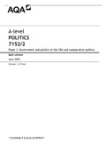 AQA A-level POLITICS 7152&sol;2 Paper 2 Government and politics of the USA and comparative politics&colon; Mark scheme