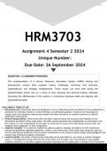 HRM3703 Assignment 4 &lpar;ANSWERS&rpar; Semester 2 2024 - DISTINCTION GUARANTEED