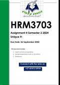HRM3703 Assignment 4 &lpar;QUALITY ANSWERS&rpar; Semester 2 2024
