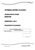 ECS3702 SEMISTER 1 AND 2 ASSIGNMENTS 2021-INTERNATIONAL TRADE&vert;GRADED A&vert;