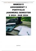 MNM2615 ASSIGNMENT 3 PORTFOLIO &lpar;ANSWERS&rpar; SEMESTER 2 2024 - DUE 2024