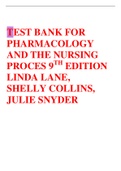 TEST BANK FOR PHARMACOLOGY AND THE NURSING PROCES 9TH EDITION LINDA LANE, SHELLY COLLINS, JULIE SNYDER