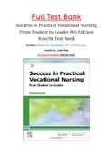 Success in Practical Vocational Nursing From Student to Leader 9th Edition Knecht Test Bank