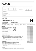 AQA GCSE MATHEMATICS Higher Tier	Paper 1 Non-Calculator