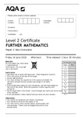 AQA Level 2 Certificate FURTHER MATHEMATICS Paper 1 Non-Calculator