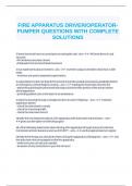 FIRE APPARATUS DRIVER&sol;OPERATOR-PUMPER QUESTIONS WITH COMPLETE SOLUTIONS