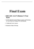 BSC2347 Module 11 Final Exam,(Version 3), BSC 2347 AP 2 (Latest) Human Anatomy and Physiology II, Secure HIGHSCORE, Rasmussen College