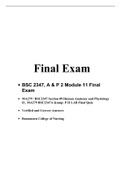 BSC2347 Module 11 Final Exam,(Latest 5 Versions), BSC 2347 AP 2 (Latest) Human Anatomy and Physiology II, Secure HIGHSCORE, Rasmussen College
