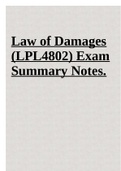 Law of Damages (LPL4802) Exam Summary Notes 2022.