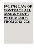 PVL3702 LAW OF CONTRACT ALL ASSIGNMENTS WITH MEMOS FROM 2012- 2021