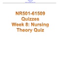 NR501 Week 8: Nursing Theory Quiz| NR 501 Week 8 Nursing Theory Quiz (Solutions).