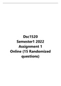 DSC1520 Assignment 1 Semester 1 2022 Online 