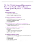 NR 566 / NR566 Advanced Pharmacology Care of the Family Midterm Exam | Already graded A | Latest, | Chamberlain College