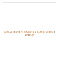 AQA A-level CHEMISTRY Paper 3 QP 2021 & AQA A-level CHEMISTRY 7405&sol;3 Paper 3 Mark scheme June 2021