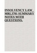 INSOLVENCY LAW_ MRL3701 SUMMARY NOTES WITH QUESTIONS