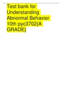 Test bank for Understanding Abnormal Behavior 10th pyc3702{A GRADE}