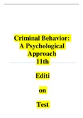 Criminal Behavior: A Psychological Approach 11th Edition Test Bank  