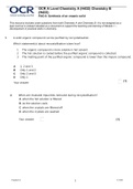 (answered 2020/2021) OCR A Level Chemistry A (H432) Chemistry B (H433) PAG 6: Synthesis of an organic solid Practice Exam Questions and Mark Scheme