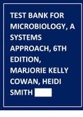 Test Bank for Microbiology, A Systems Approach, 6th Edition, Marjorie Kelly Cowan, Heidi Smith