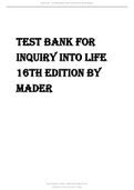 TEST BANK FOR INQUIRY INTO LIFE 16TH EDITION BY MADER 2022 UPDATE.
