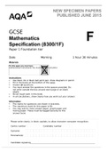 AQA GCSE Mathematics Specification (8300/1F) Paper 1 Foundation tier