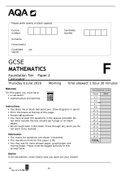 AQA GCSE MATHEMATICS Foundation Tier Paper 2 Calculator JUNE 2019