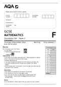 AQA GCSE MATHEMATICS Foundation Tier Paper 2 Calculator NOV 2018