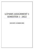 LCP4805 ASSIGNMENT 1 SEMESTER 1 - 2022