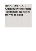 BMAL 590 Quantitative Research Techniques Questions &lpar;solved to Pass&rpar;