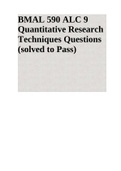 BMAL 590 Quantitative Research Techniques Questions (solved to Pass)