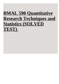BMAL 590 Quantitative Research Techniques and Statistics &lpar;SOLVED TEST&rpar; 