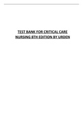 TEST BANK FOR CRITICAL CARE NURSING 8TH EDITION BY URDEN|All Chapters|