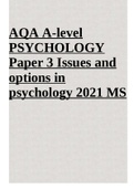 AQA A-level PSYCHOLOGY Paper 3 Issues and options in psychology 2021 MS