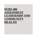 NURS 406 ASSESSMENT LEADERSHIP AND COMMUNITY HEALTH