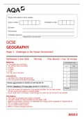 &Tab;AQA GCSE 8035&sol;2 GEOGRAPHY PAPER 2 CHALLENGES IN THE HUMAN ENVIRONMENT QUESTIONS