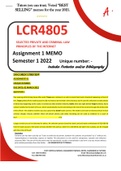LCR4805 ASSIGNMENT 1 MEMO - SEMESTER 1 2022 - UNISA