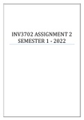 INV3702 ASSIGNMENTS 1 & 2 BUNDLE SEMESTER 1 - 2022