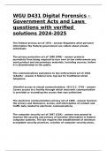 WGU D431 Digital Forensics - Government Acts and Laws questions with verified solutions 2024-2025