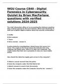 WGU Course C840 - Digital Forensics in Cybersecurity Quizlet by Brian MacFarlane questions with verified solutions