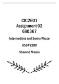 CIC2601 - Assignment 02 dit kan help CIC2601 Assignment 02 680367 Intermediate and Senior Phase