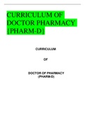 CURRICULUM OF DOCTOR PHARMACY {PHARM-D} 