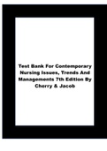 TEST BANK FOR CONTEMPORARY NURSING ISSUES, TRENDS AND MANAGEMENTS 7TH EDITION BY CHERRY & JACOB|All Chapters|Complete|
