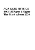 AQA GCSE PHYSICS 8463/1H Paper 1 Higher Tier Mark scheme 2020.