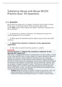 Substance Abuse and Abuse NCLEX Practice Quiz: 55 Questions| 2022 latest update 