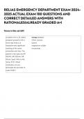 RELIAS EMERGENCY DEPARTMENT EXAM 2024-2025 ACTUAL EXAM 100 QUESTIONS AND CORRECT DETAILED ANSWERS WITH RATIONALES&vert;ALREADY GRADED A&plus;&vert;