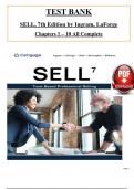 Test Bank for SELL&comma; 7th Edition by Ingram&comma; LaForge&comma; ISBN&colon; 9780357901380&comma; All 10 Chapters Covered&comma; Verified Latest Edition